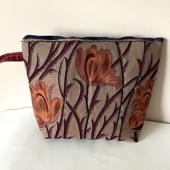 Handmade Cosmetic Makeup Brown Bag Tote Travel Zipper Pouch Scrunchies - Picture 2 of 10